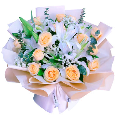 成都16朵香槟玫瑰2支百合，爱的温暖和幸福