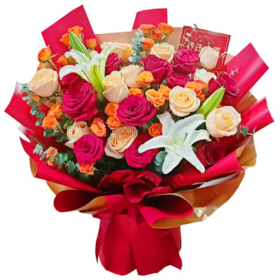 成都19朵玫瑰百合，爱情永不凋零