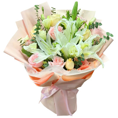 成都10朵玫瑰百合混搭，爱是难忘时刻